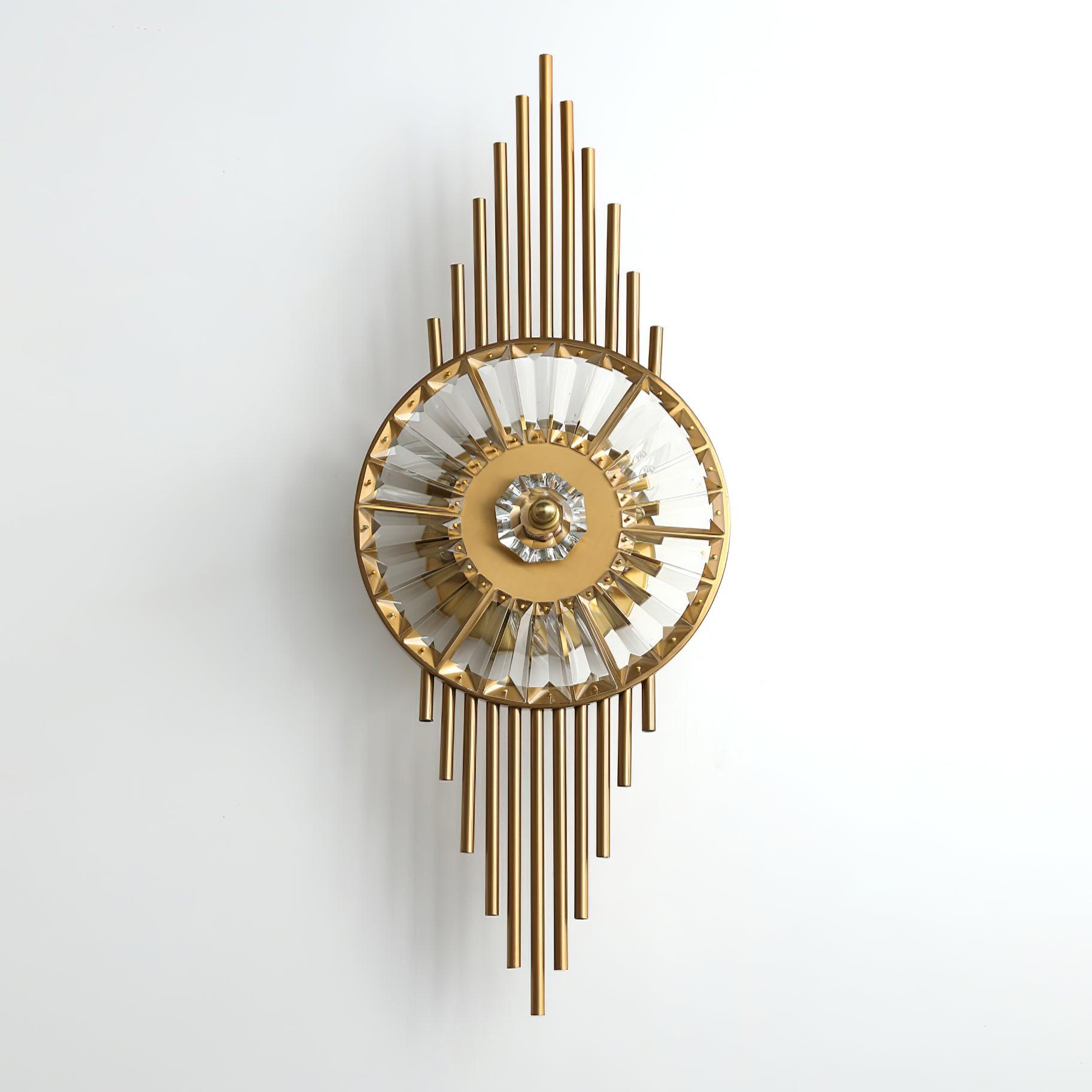 Crystal Gear Gold Wall Light, Hardwired Wall Sconce, Stainless steel, Dia 25cm x H 65cm