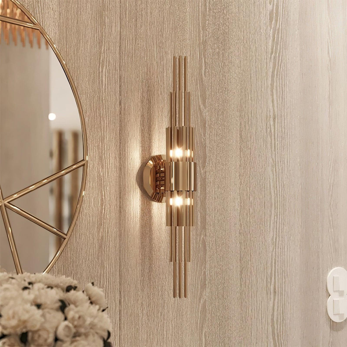 Gold Streamline Wall Light, Hardwired Wall Sconce, detail 3