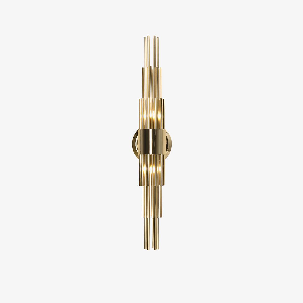 Gold Streamline Wall Light, Hardwired Wall Sconce, Metal, Dia 12cm x H 60cm