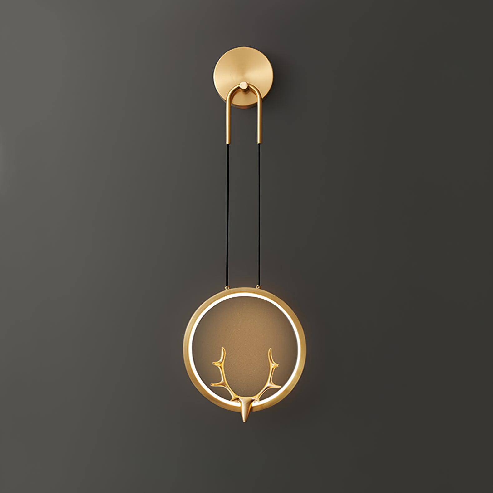 Golden Antler Wall Light, Bedroom Wall Sconce, Metal, L 20cm x W 8cm x H 38cm
