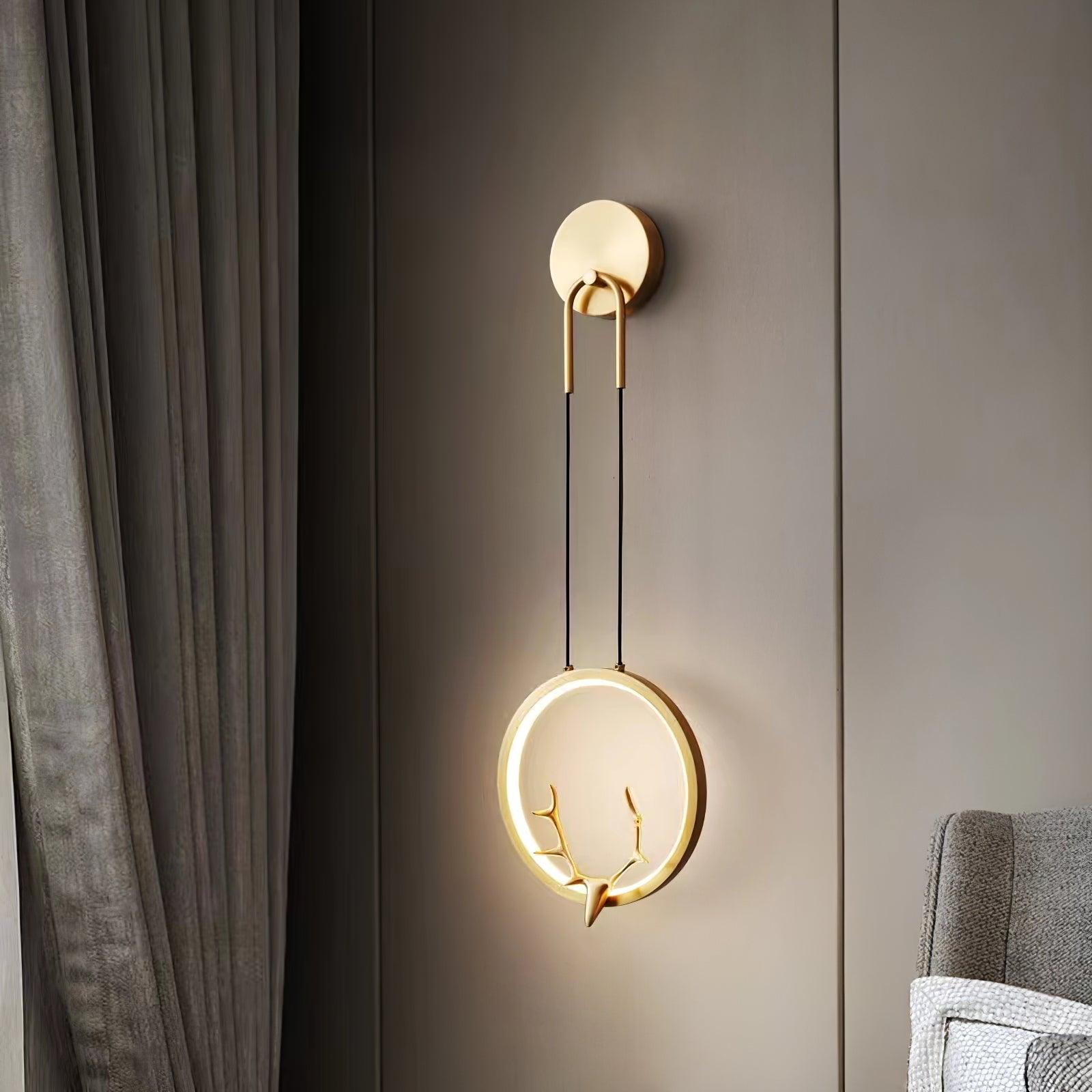 Golden Antler Wall Light, Bedroom Wall Sconce, detail 3