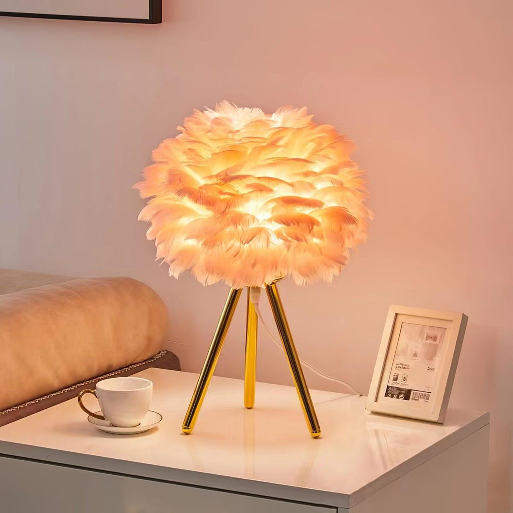 Goose Feather Table Light, Bedside Table Lamp, detail 3