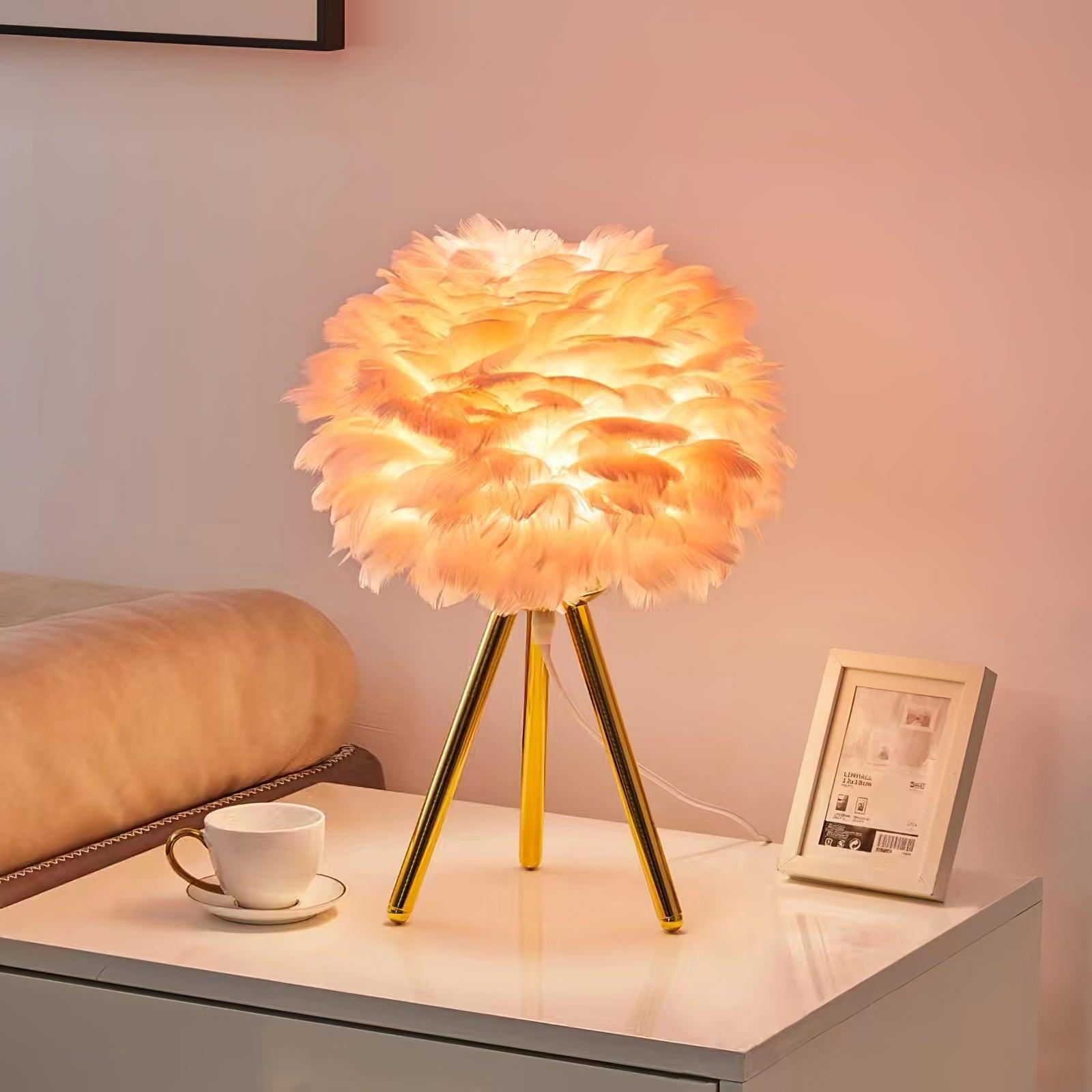 Goose Feather Table Light, Bedside Table Lamp, detail 3