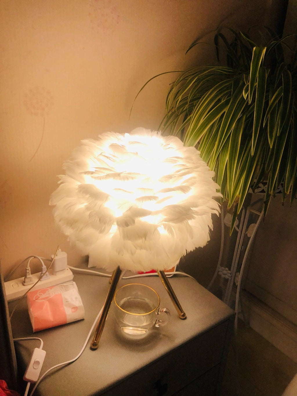 Goose Feather Table Light, Bedside Table Lamp, detail 38