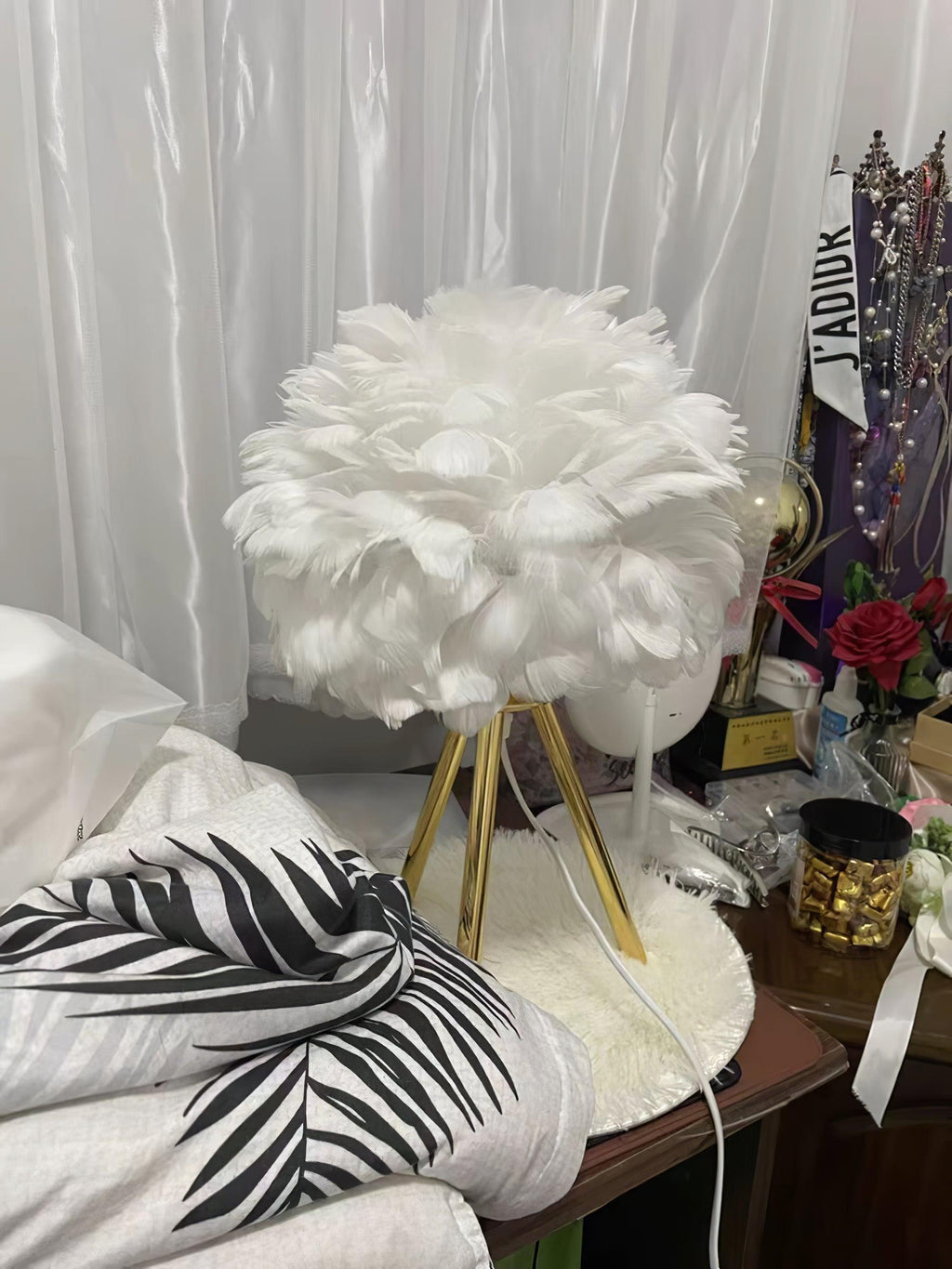 Goose Feather Table Light, Bedside Table Lamp, detail 48