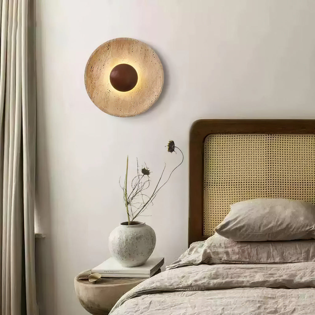 Halo Travertine Wall Light, Hardwired Wall Sconce, detail 3