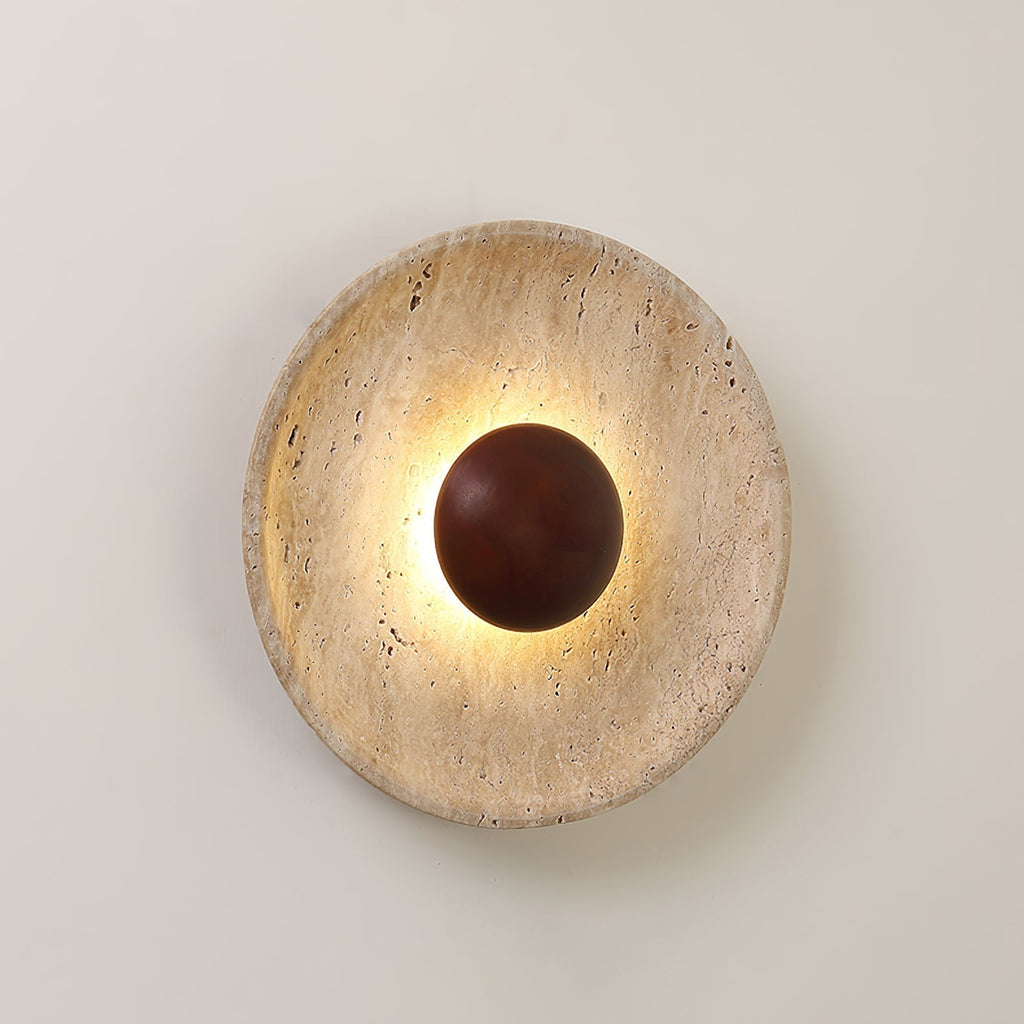 Halo Travertine Wall Light, Hardwired Wall Sconce, detail 4