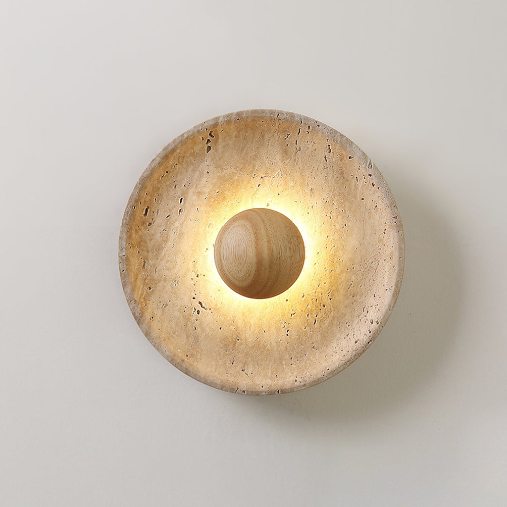 Halo Travertine Wall Light, Hardwired Wall Sconce, detail 5