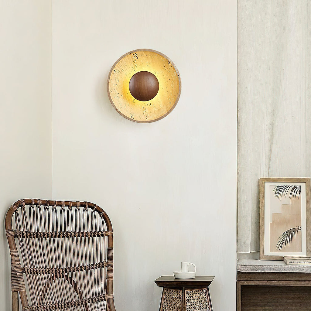 Halo Travertine Wall Light, Hardwired Wall Sconce, detail 7