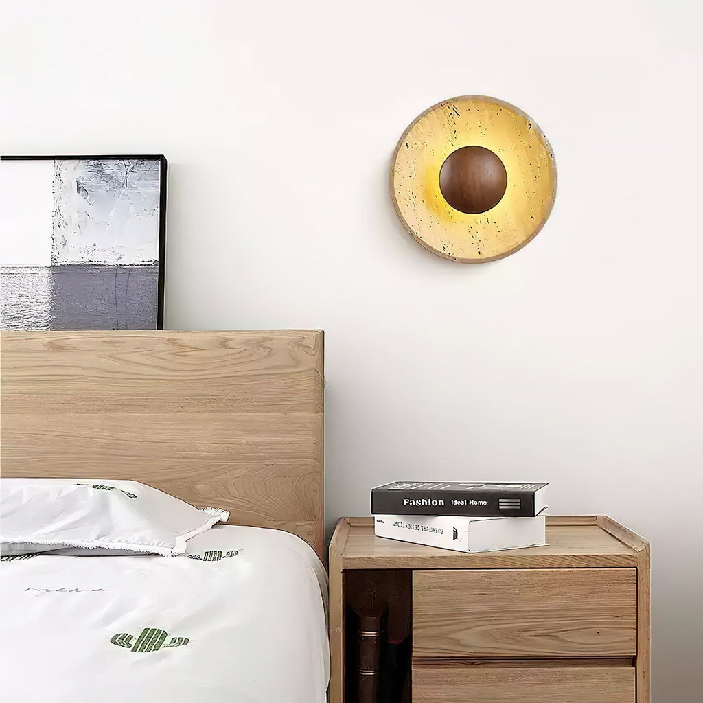 Halo Travertine Wall Light, Hardwired Wall Sconce, detail 9