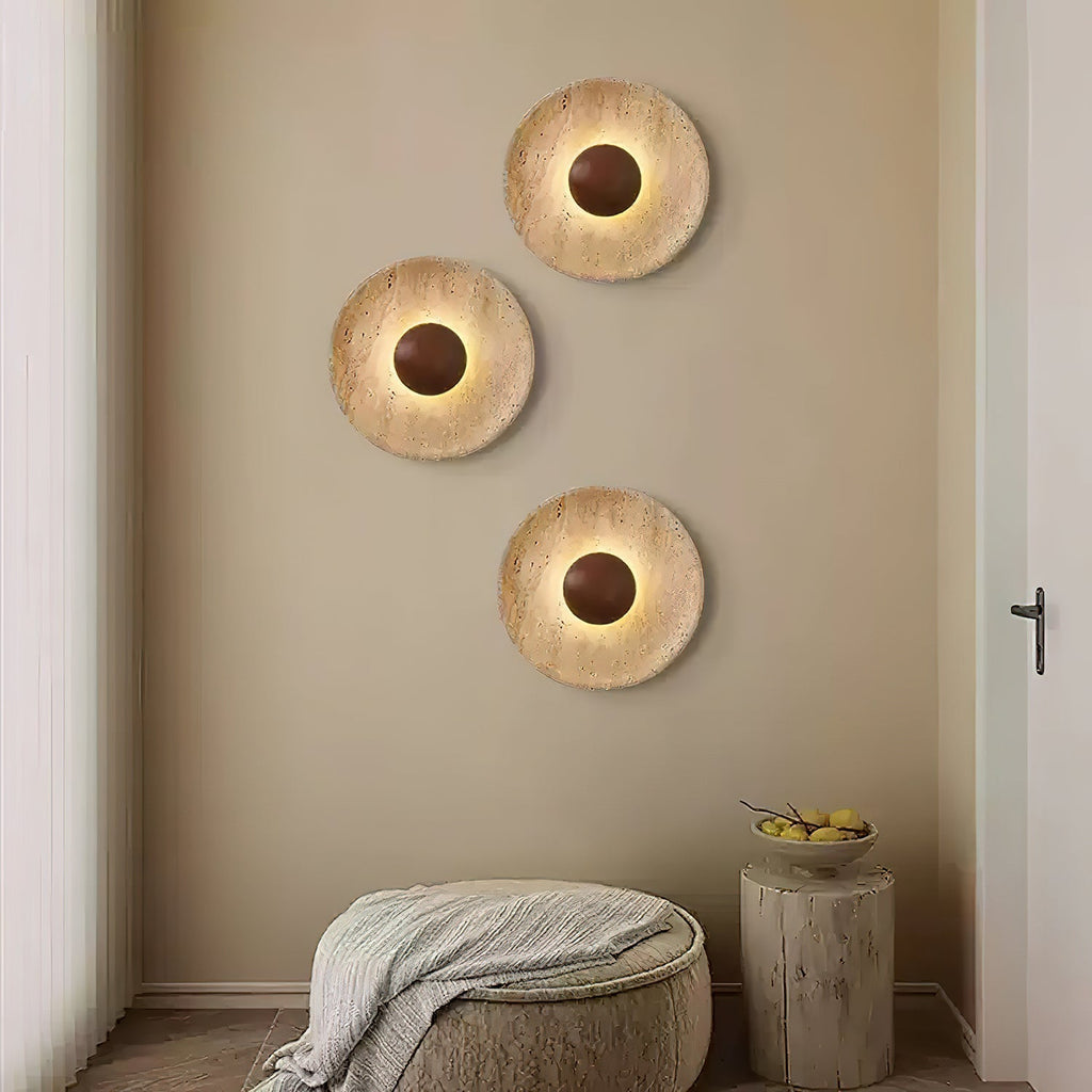 Halo Travertine Wall Light, Hardwired Wall Sconce, detail 11