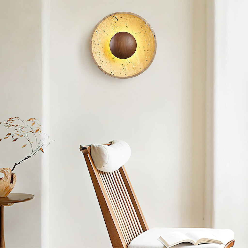 Halo Travertine Wall Light, Hardwired Wall Sconce, detail 8