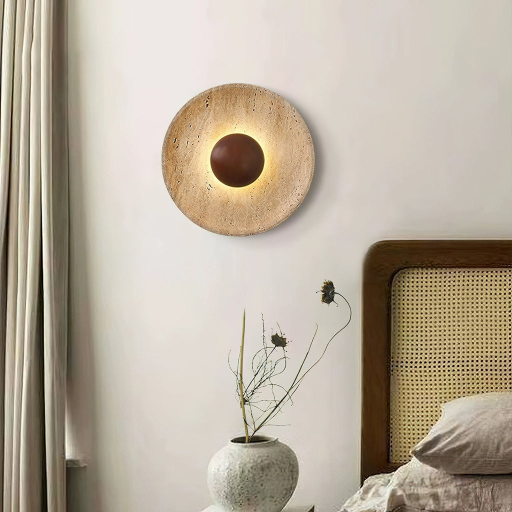 Halo Travertine Wall Light, Hardwired Wall Sconce, detail 6