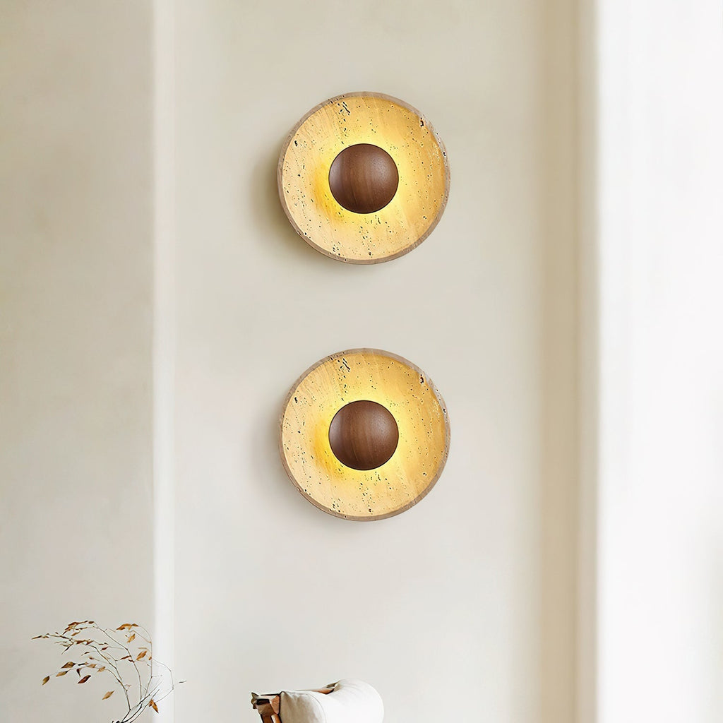 Halo Travertine Wall Light, Hardwired Wall Sconce, detail 10