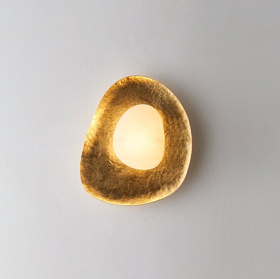 Haloform Aurea Alabaster Wall Light, Hardwired Wall Sconce, Brass, Dia 23cm x H 30cm