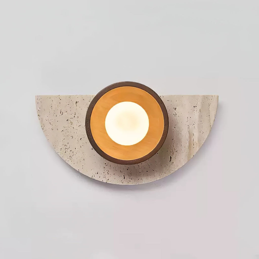 Halvora Wall Light, Hardwired Wall Sconce, Yellow Travertine, Dia 20cm x H 35cm