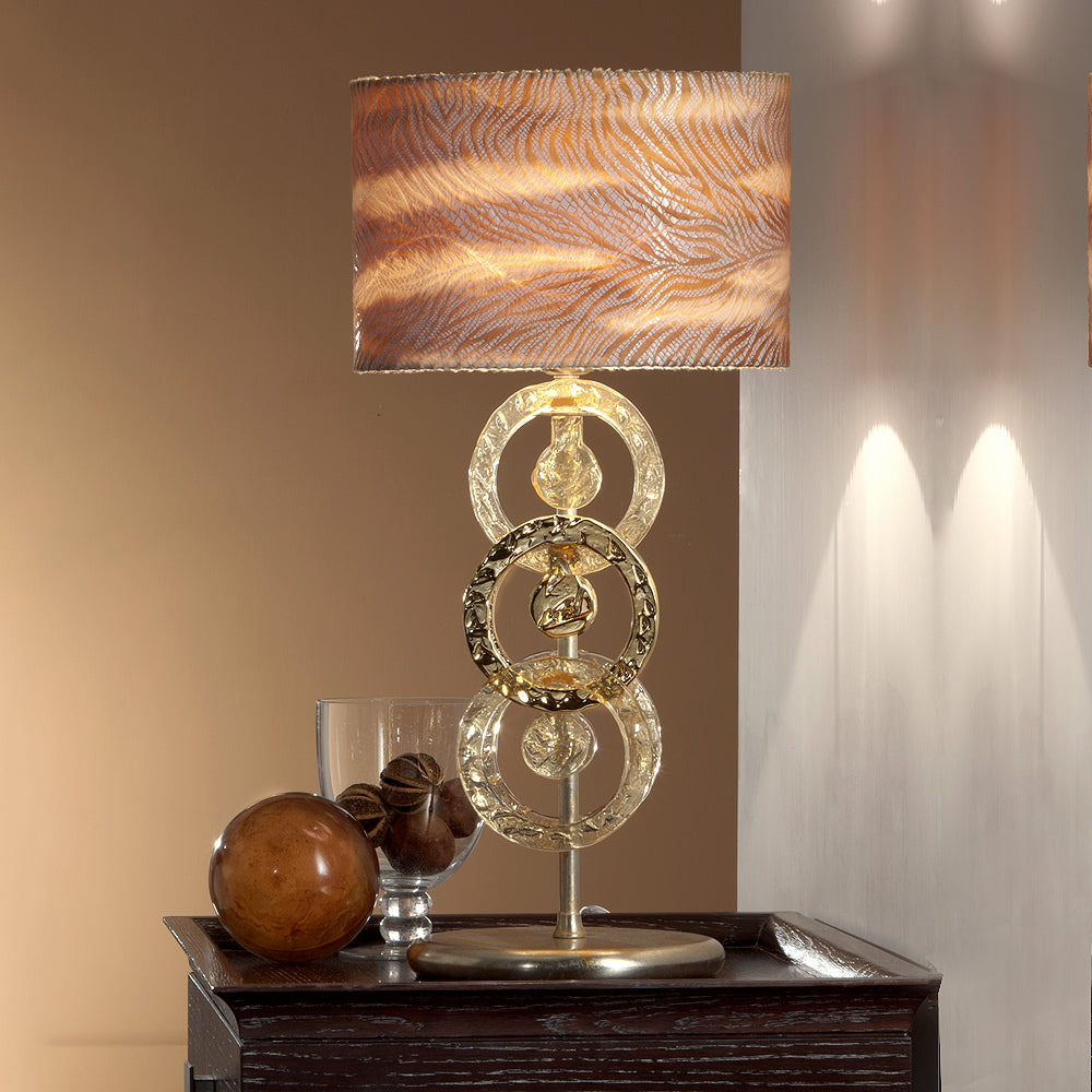 Premium Hand Made Gold Glass Italian Table Light, Bedside Table Lamp, Height 64 cm