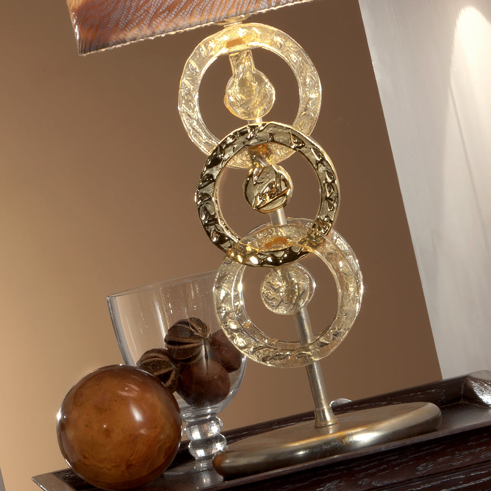 Premium Hand Made Gold Glass Italian Table Light, Bedside Table Lamp, detail 3