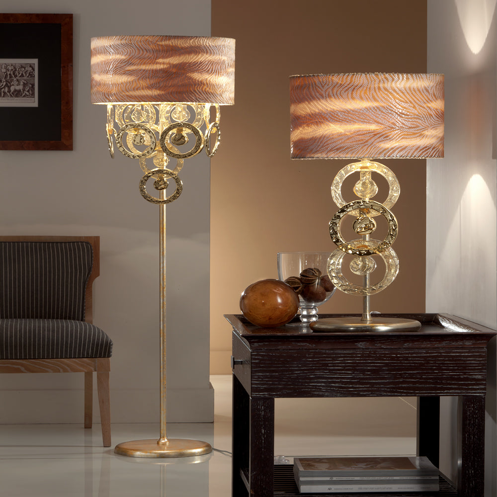 Premium Hand Made Gold Glass Italian Table Light, Bedside Table Lamp, detail 4
