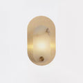 Harlan Alabaster Wall Light, Hardwired Wall Sconce, Brass, Dia 18cm x H 32.5cm