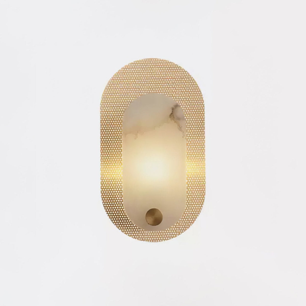Harlan Alabaster Wall Light, Hardwired Wall Sconce, Brass, Dia 18cm x H 32.5cm
