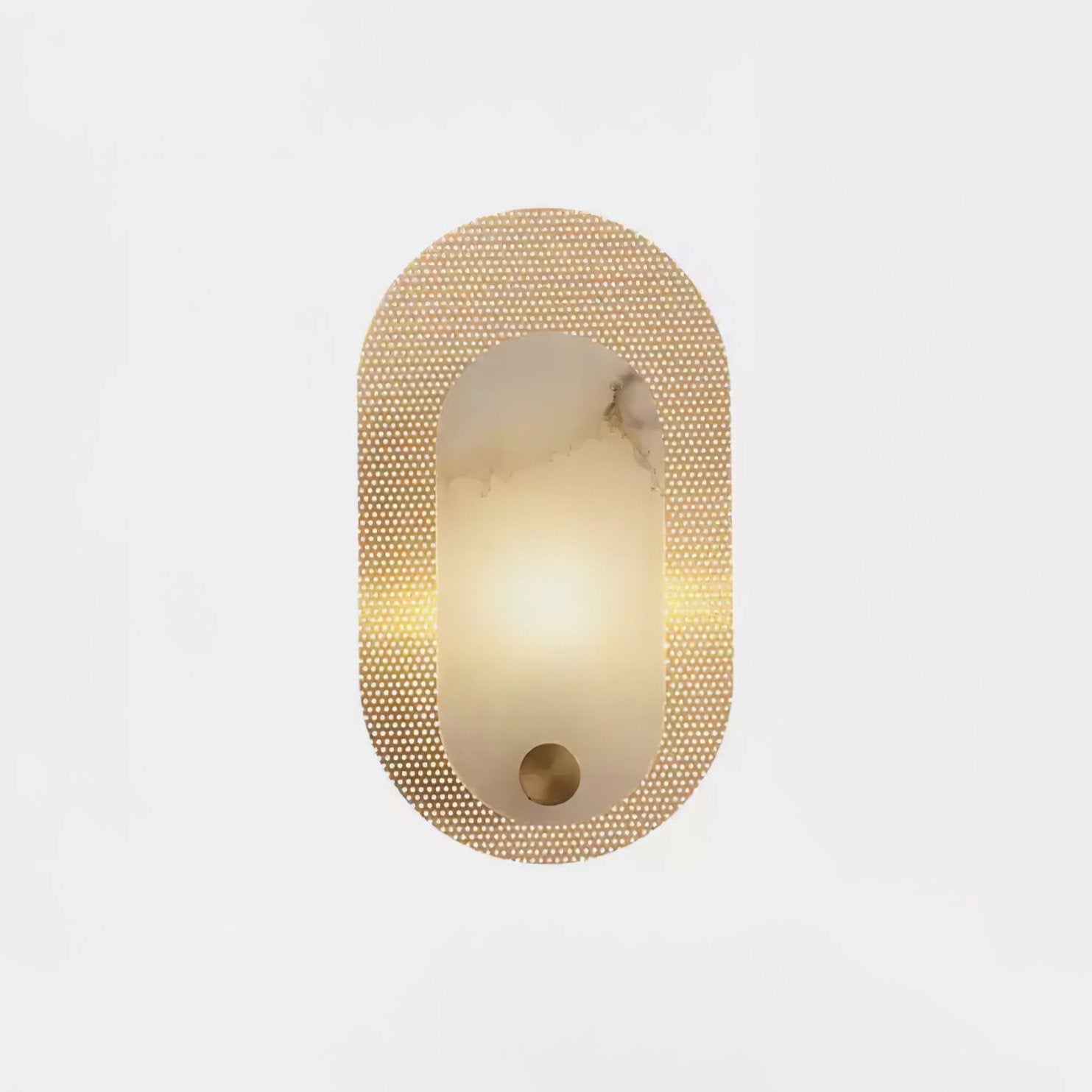 Harlan Alabaster Wall Light, Hardwired Wall Sconce, Brass, Dia 18cm x H 32.5cm