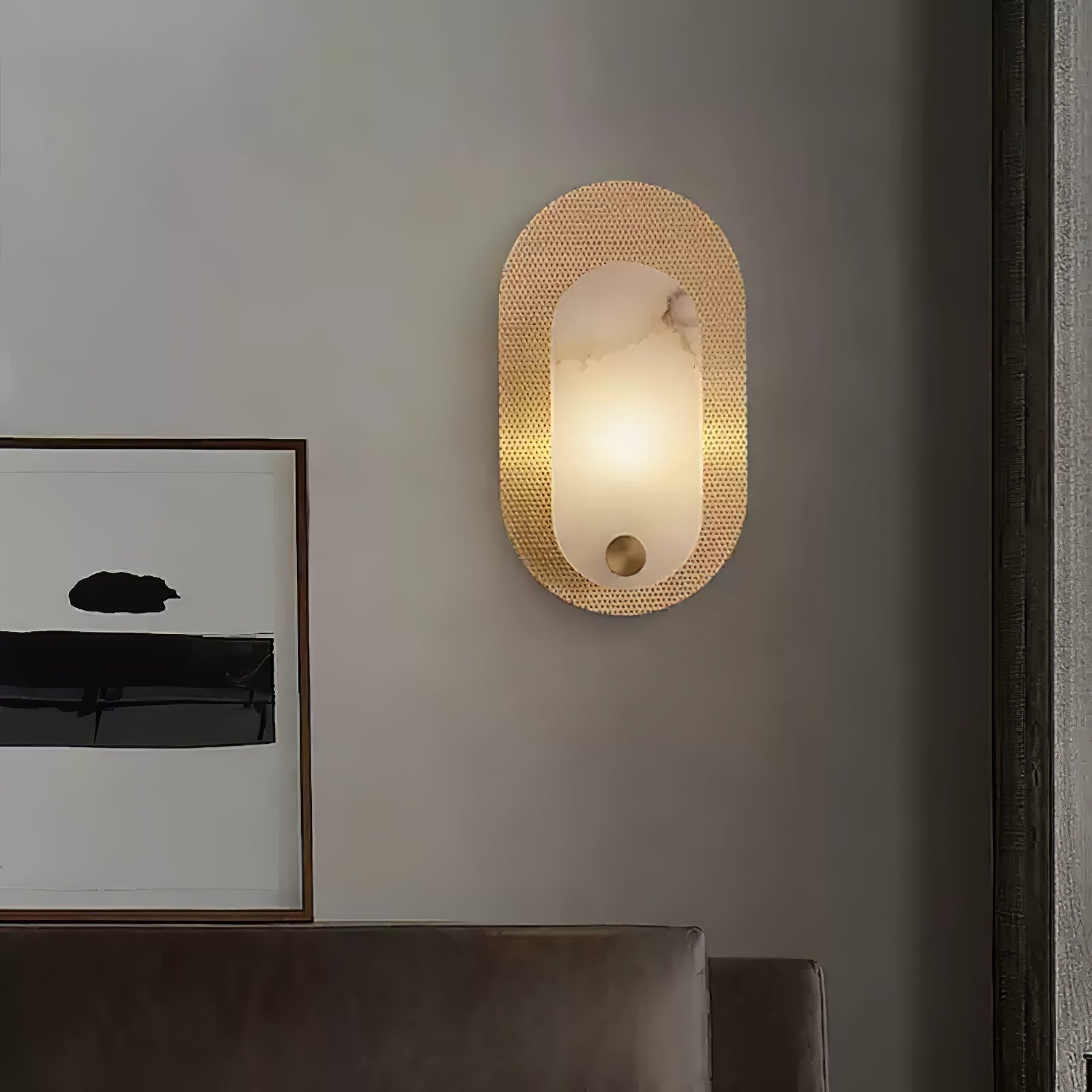 Harlan Alabaster Wall Light, Hardwired Wall Sconce, detail 3