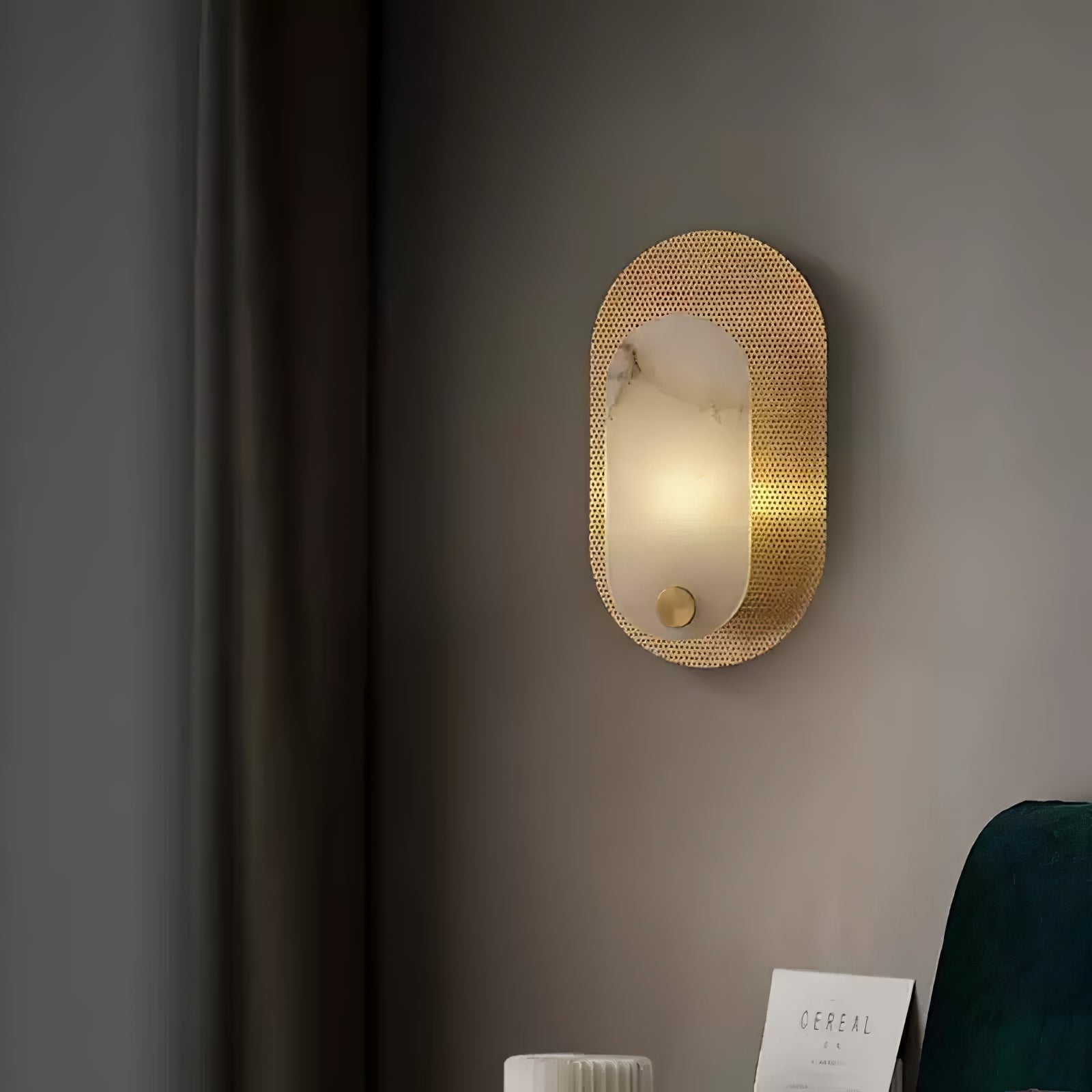 Harlan Alabaster Wall Light, Hardwired Wall Sconce, detail 4