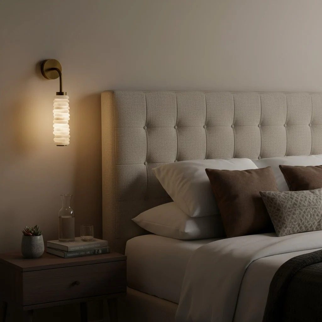 Helix Alabaster Wall Light, Hardwired Wall Sconce, detail 14