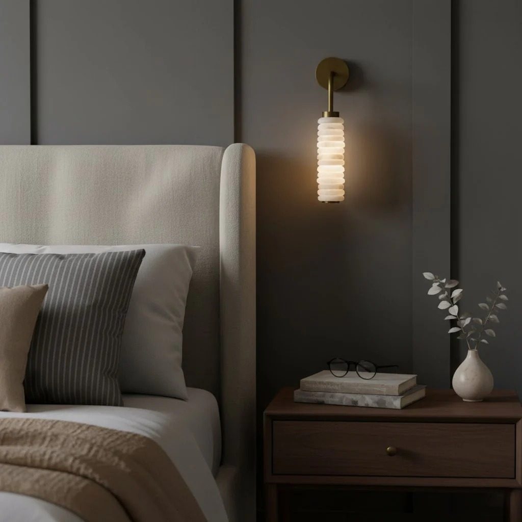 Helix Alabaster Wall Light, Hardwired Wall Sconce, detail 6