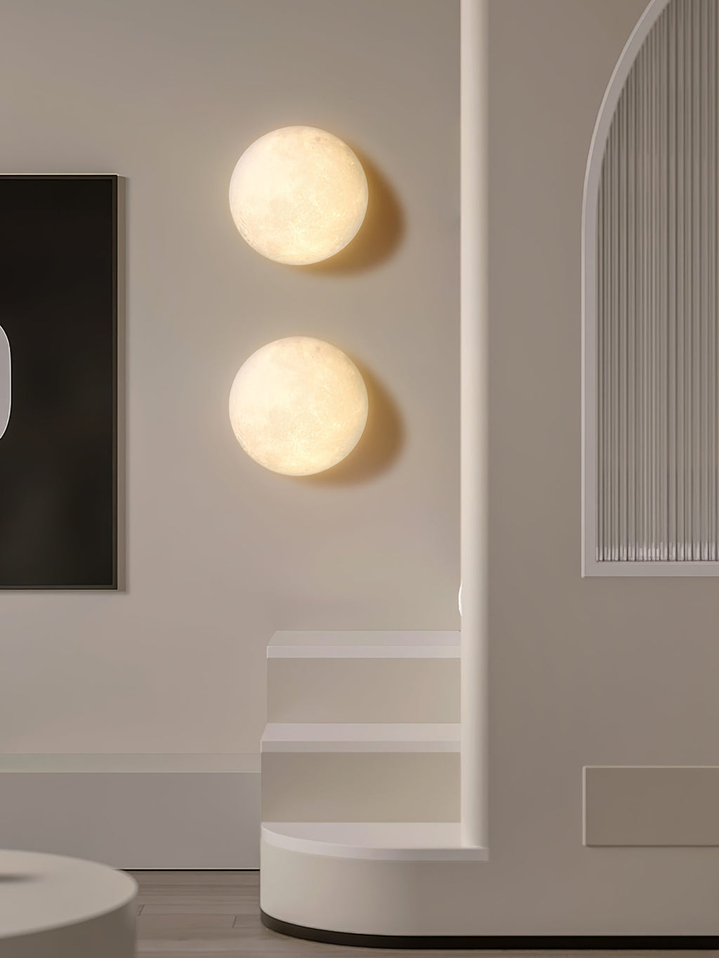 Moon 3D Wall Light - ∅ 5.9″ x H 5.9″ 3D Printing PLA, Hardwired Wall Sconce, detail 21