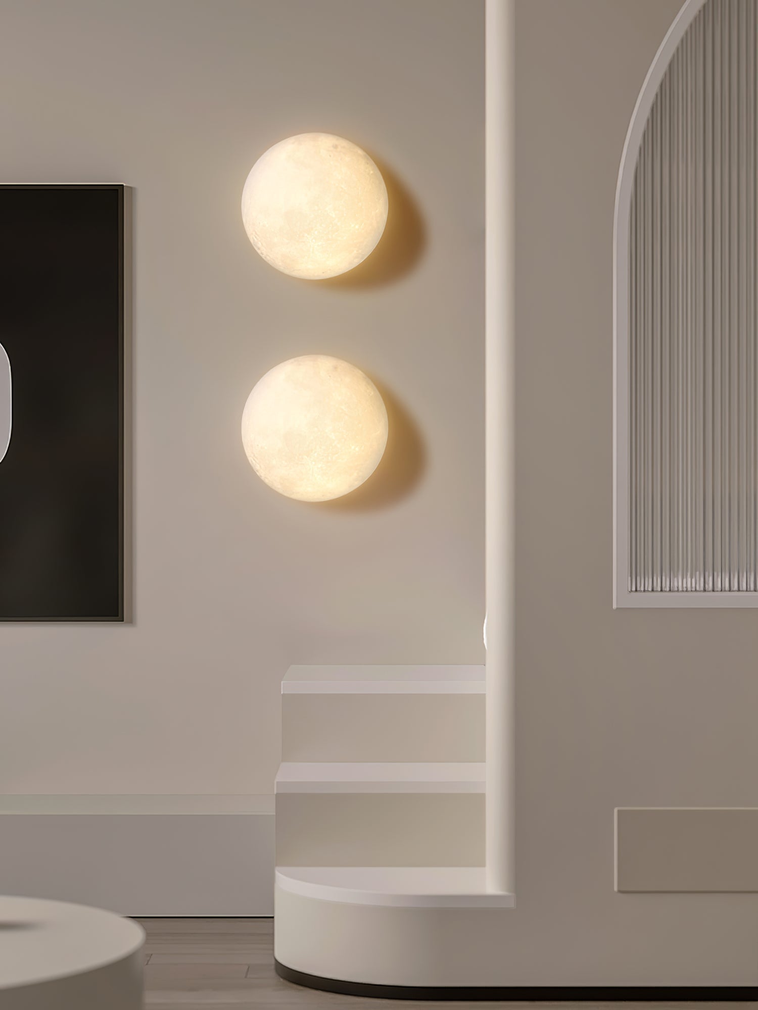 Moon 3D Wall Light - ∅ 5.9″ x H 5.9″ 3D Printing PLA, Hardwired Wall Sconce, detail 21