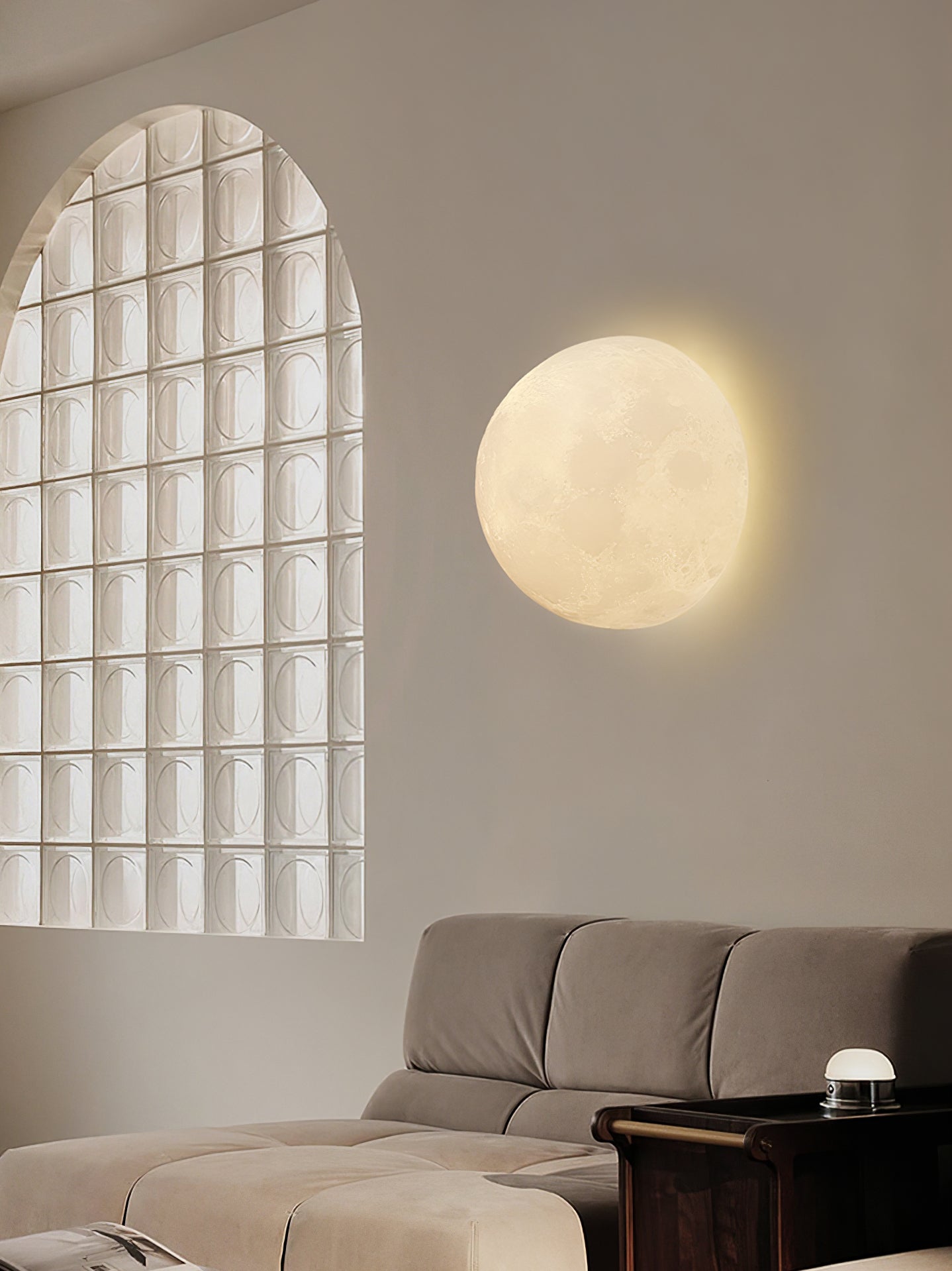 Moon 3D Wall Light - Dia 20cm x H 10cm 3D Printing PLA, Hardwired Wall Sconce, detail 23