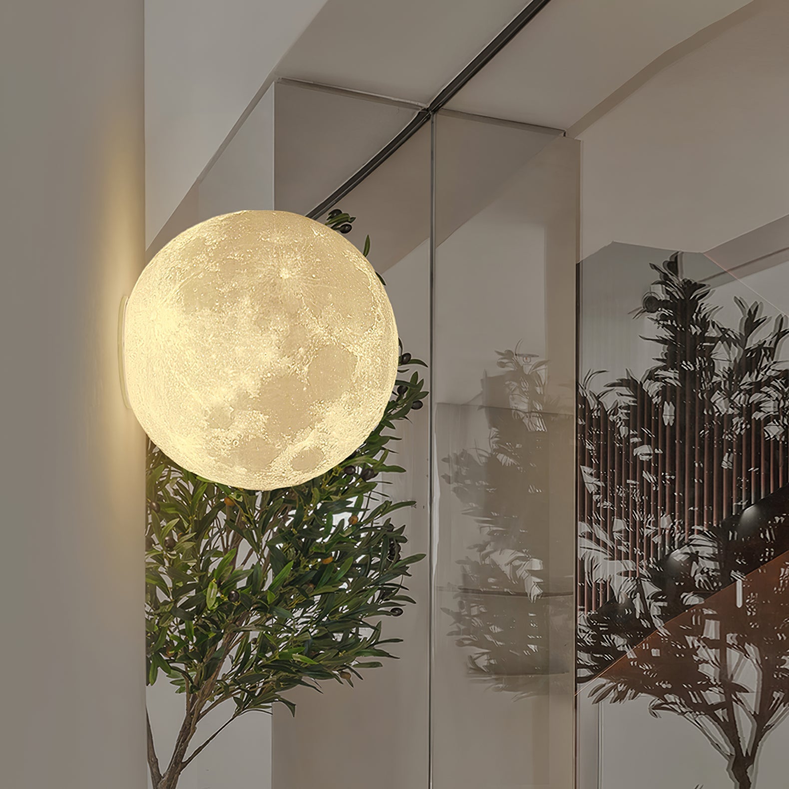 Moon 3D Wall Light - Dia 20cm x H 10cm 3D Printing PLA, Hardwired Wall Sconce, detail 3