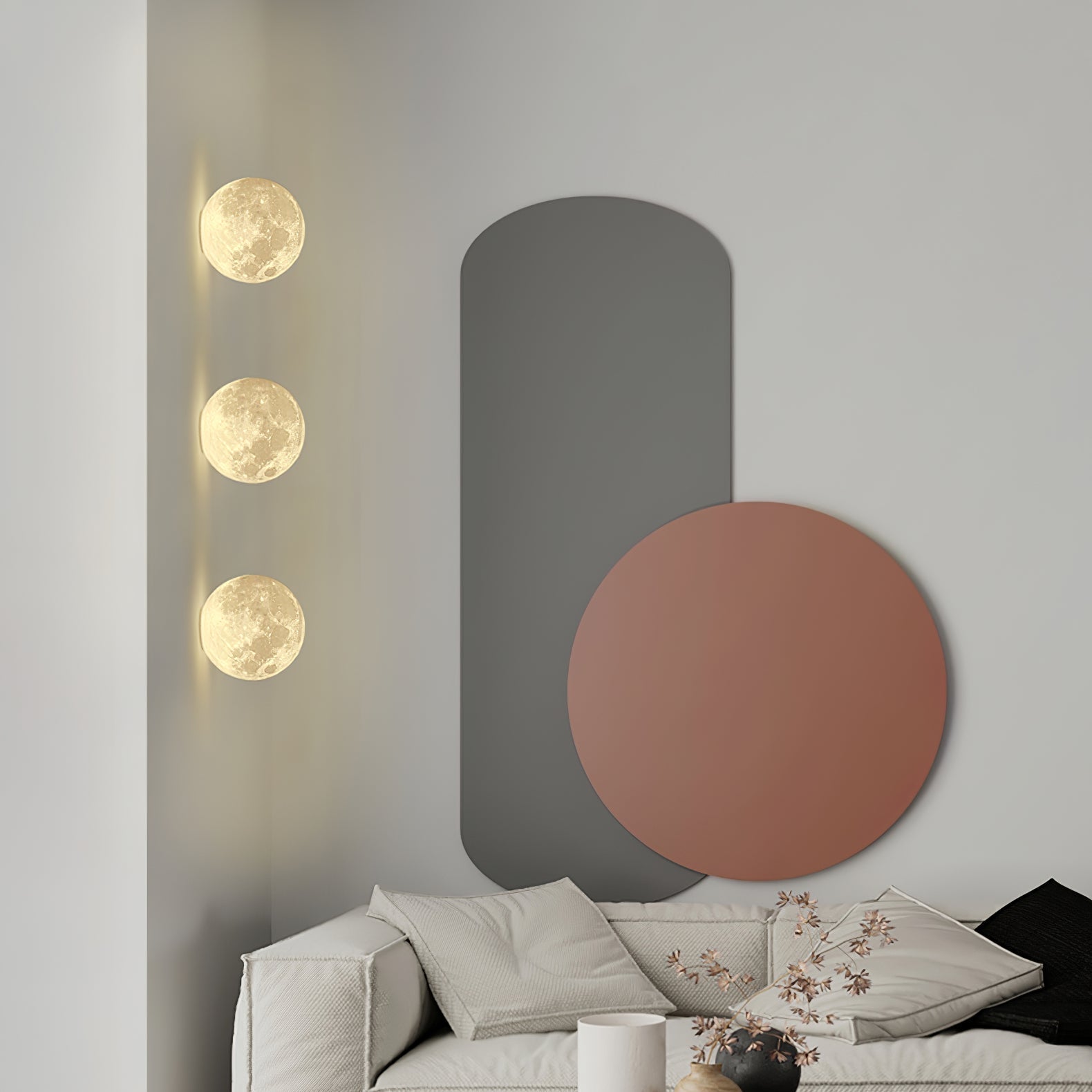 Moon 3D Wall Light - Dia 20cm x H 10cm 3D Printing PLA, Hardwired Wall Sconce, detail 24