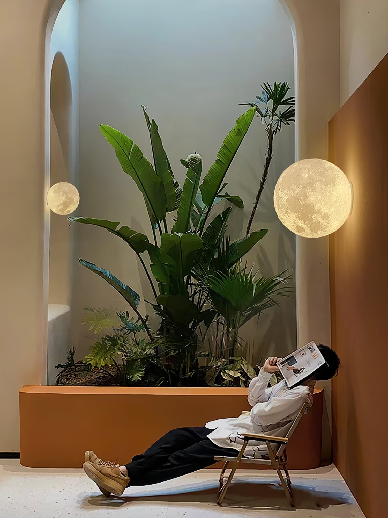 Moon 3D Wall Light - Dia 20cm x H 10cm 3D Printing PLA, Hardwired Wall Sconce, detail 25