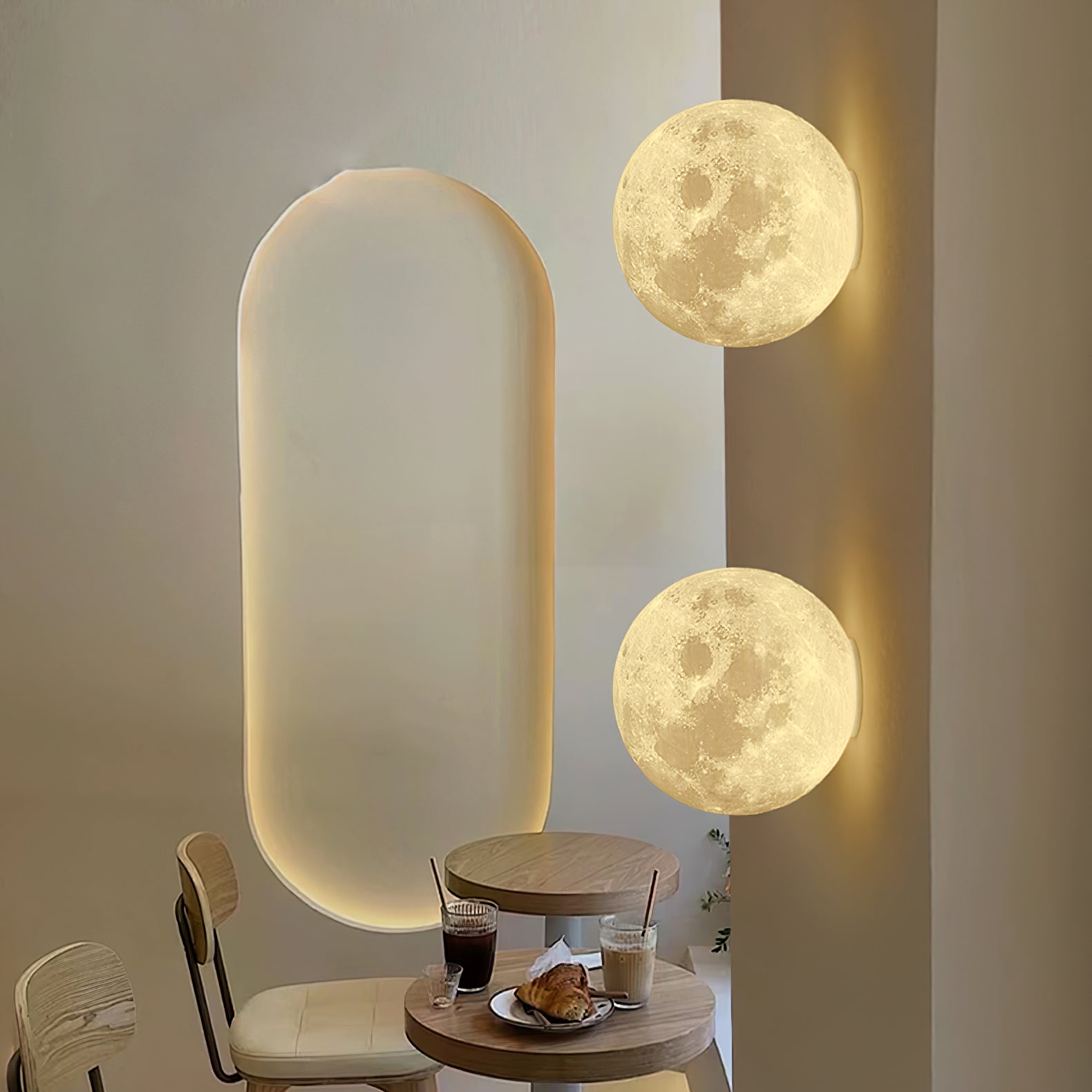 Moon 3D Wall Light - ∅ 5.9″ x H 5.9″ 3D Printing PLA, Hardwired Wall Sconce, detail 3