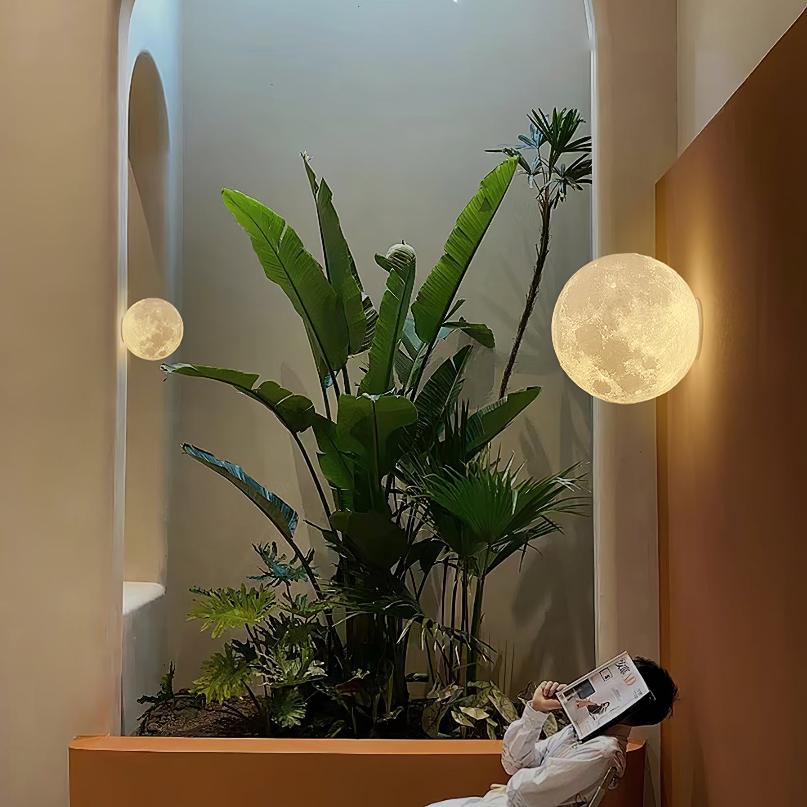 Moon 3D Wall Light - Dia 20cm x H 10cm 3D Printing PLA, Hardwired Wall Sconce, detail 27