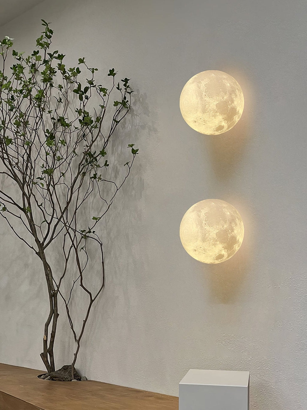 Moon 3D Wall Light - Dia 20cm x H 10cm 3D Printing PLA, Hardwired Wall Sconce, detail 29