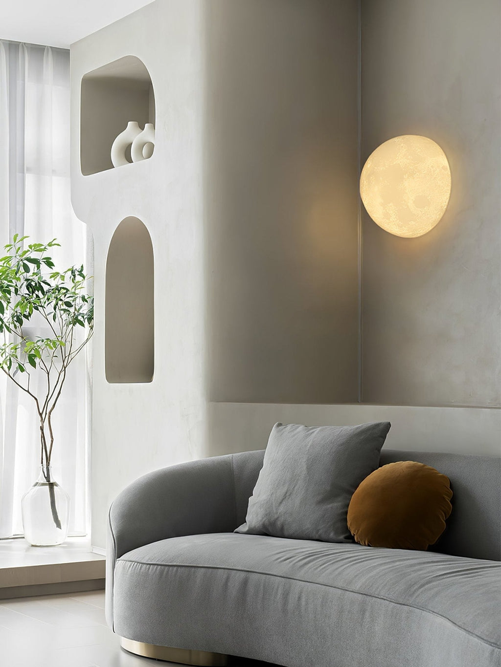 Moon 3D Wall Light - Dia 20cm x H 10cm 3D Printing PLA, Hardwired Wall Sconce, detail 31