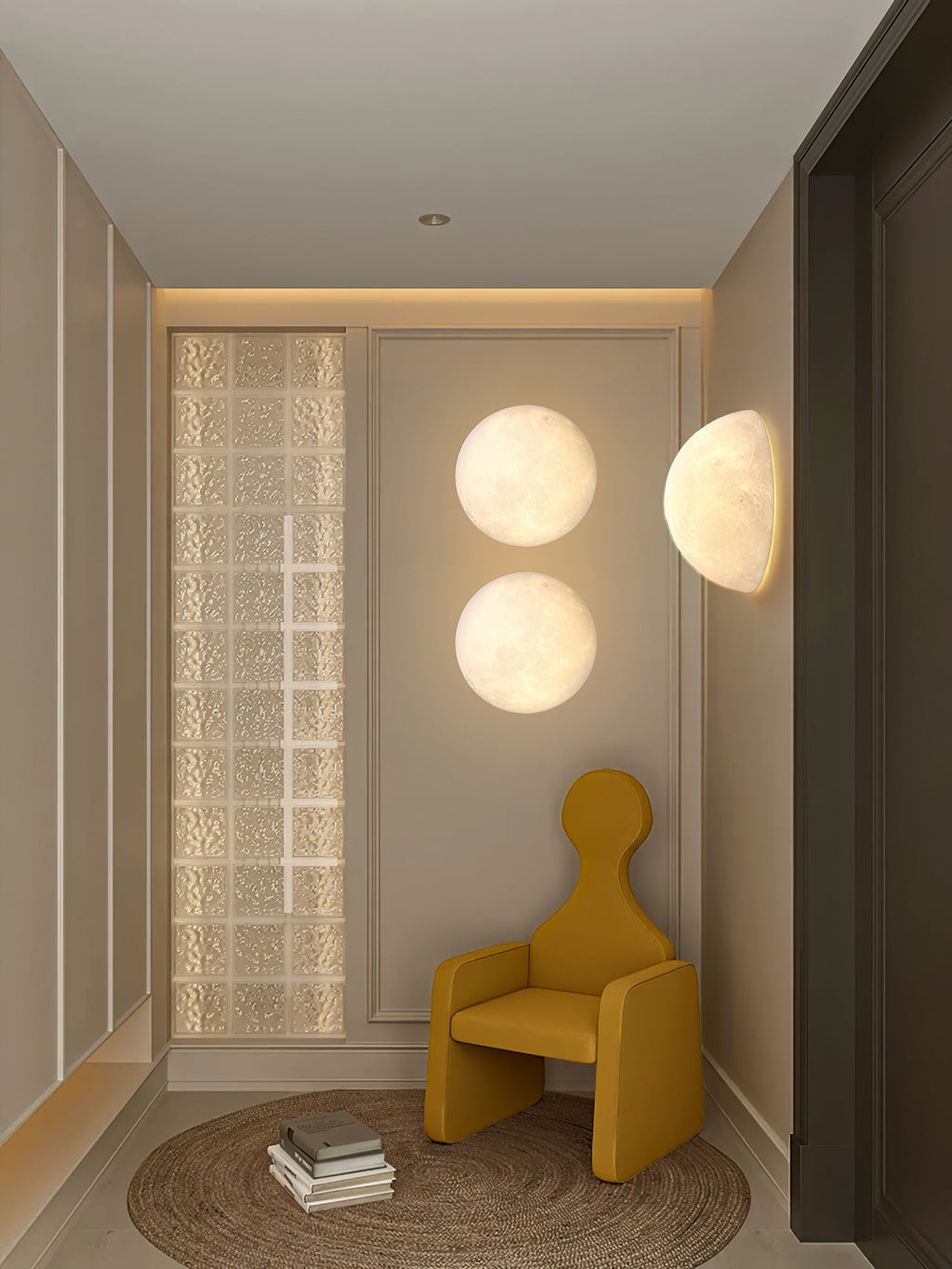 Moon 3D Wall Light - Dia 20cm x H 10cm 3D Printing PLA, Hardwired Wall Sconce, detail 13