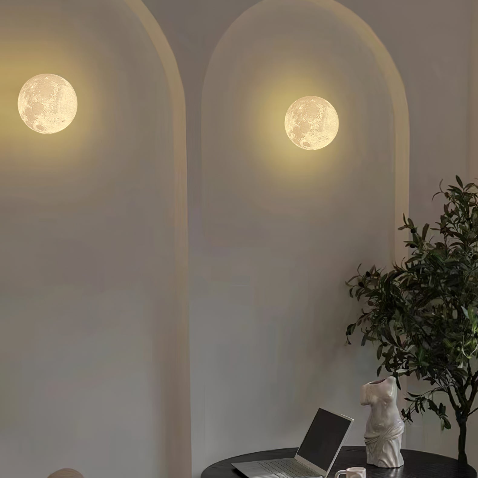 Moon 3D Wall Light - ∅ 5.9″ x H 5.9″ 3D Printing PLA, Hardwired Wall Sconce, detail 15