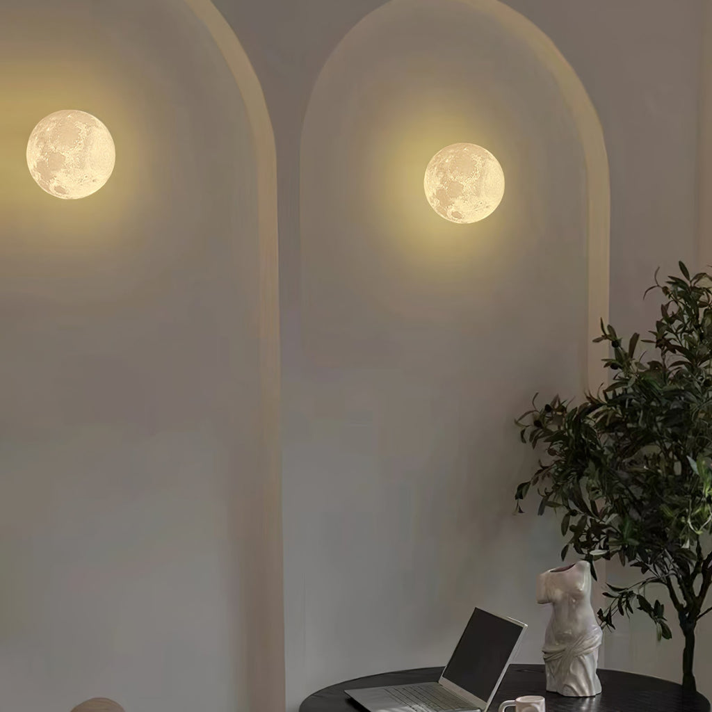 Moon 3D Wall Light - Dia 20cm x H 10cm 3D Printing PLA, Hardwired Wall Sconce, detail 16
