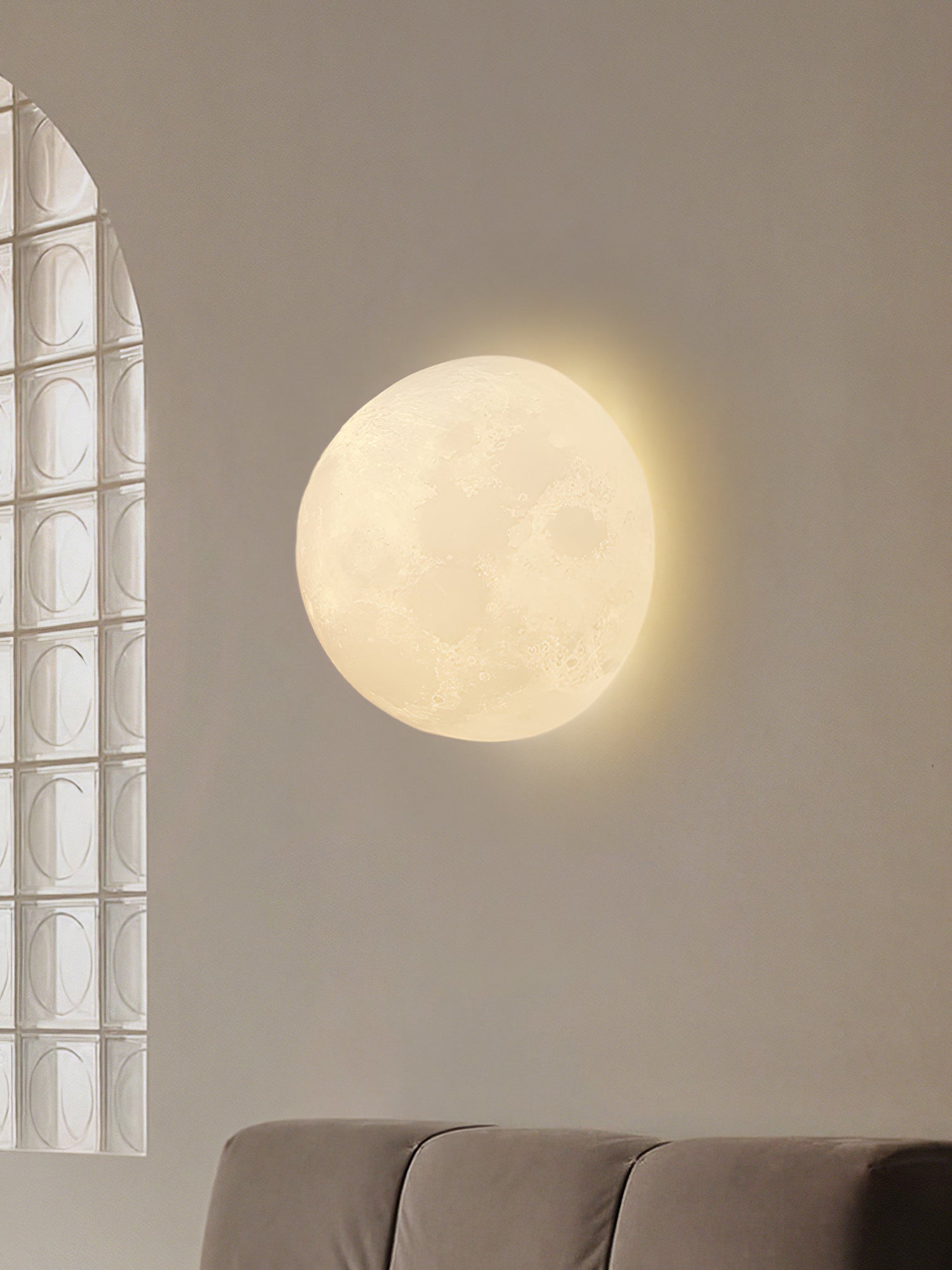 Moon 3D Wall Light - ∅ 5.9″ x H 5.9″ 3D Printing PLA, Hardwired Wall Sconce, detail 16