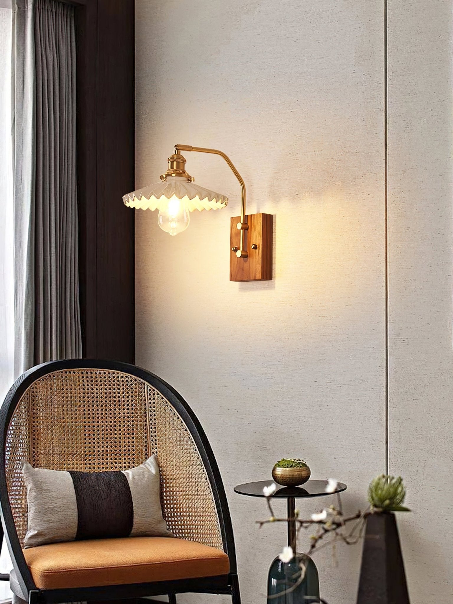 Heritage Walnut Wall Light, Hardwired Wall Sconce, detail 5