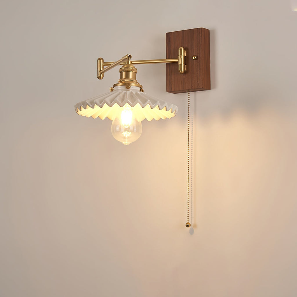 Heritage Walnut Wall Light, Hardwired Wall Sconce, detail 18
