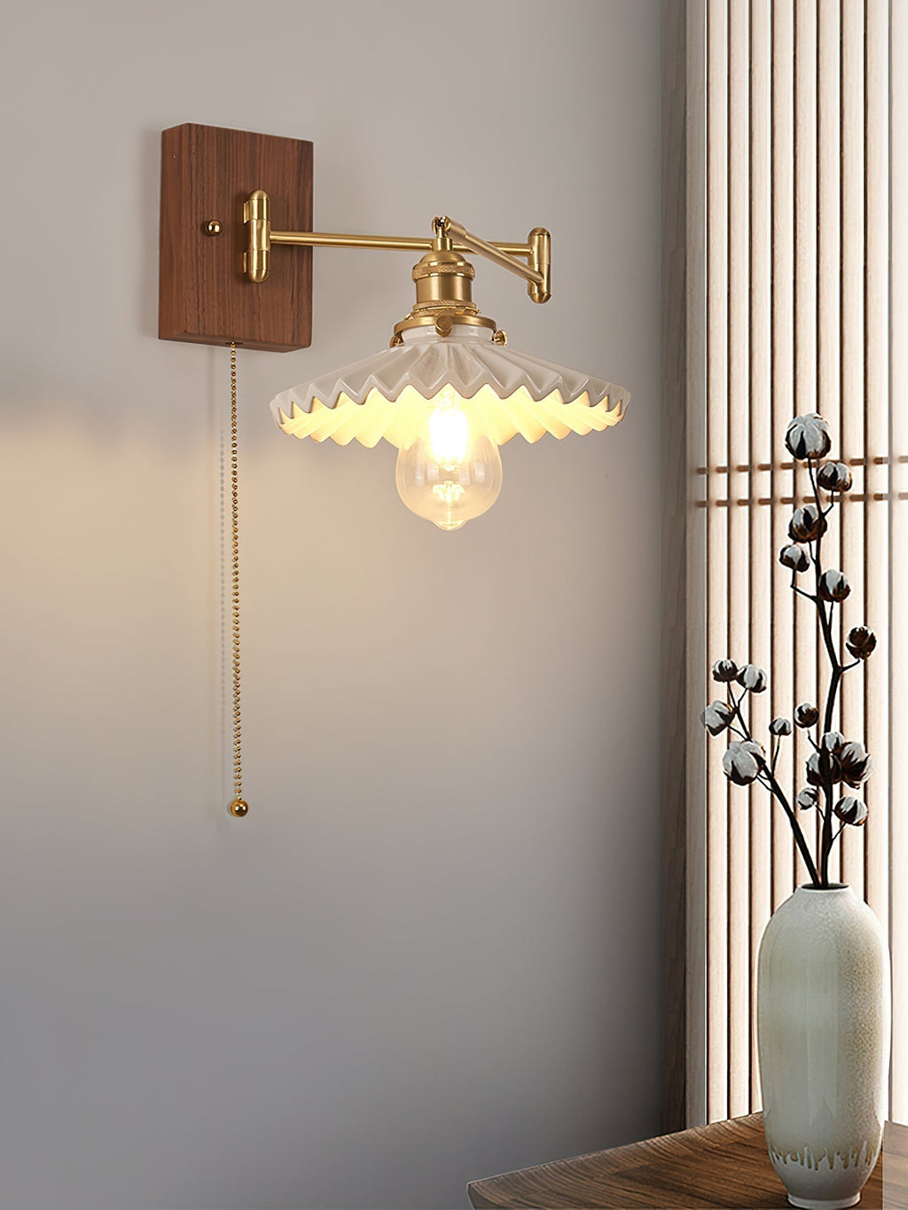 Heritage Walnut Wall Light, Hardwired Wall Sconce, detail 21