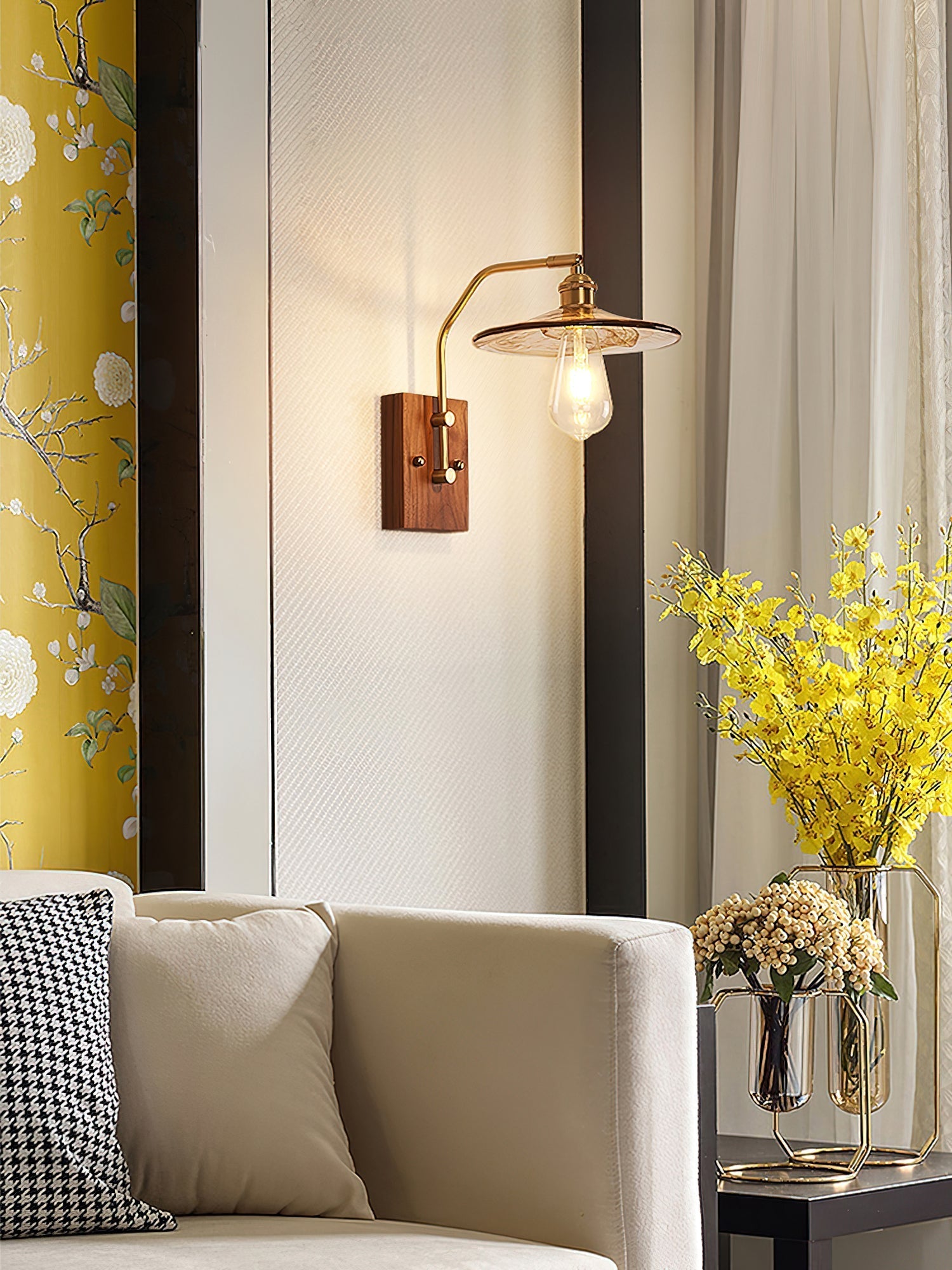 Heritage Walnut Wall Light, Hardwired Wall Sconce, detail 24