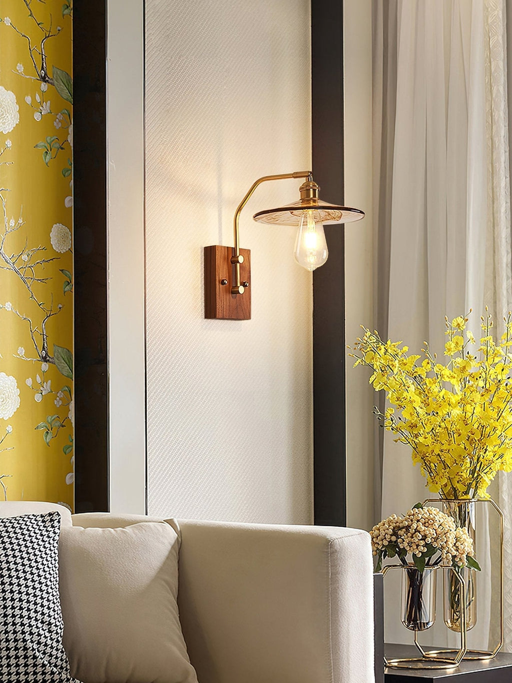 Heritage Walnut Wall Light, Hardwired Wall Sconce, detail 2