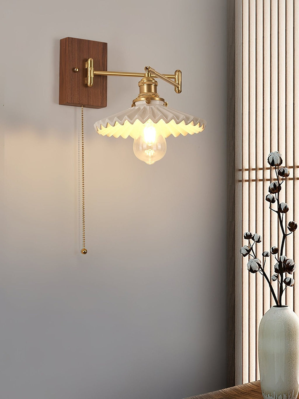 Heritage Walnut Wall Light, Hardwired Wall Sconce, detail 7
